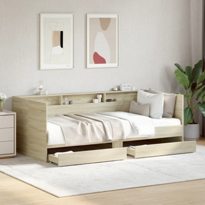 Berkfield Daybed with Drawers without Mattress Sonoma Oak 100x200 cm