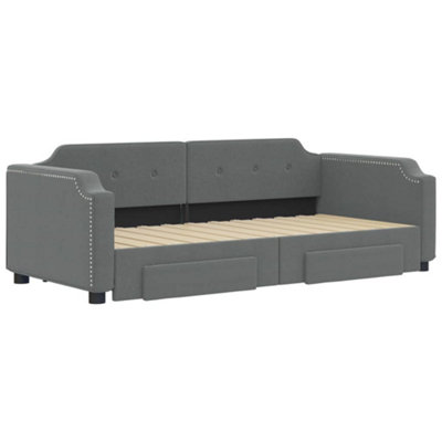 Berkfield Daybed with Trundle and Drawers Dark Grey 90x190 cm Fabric