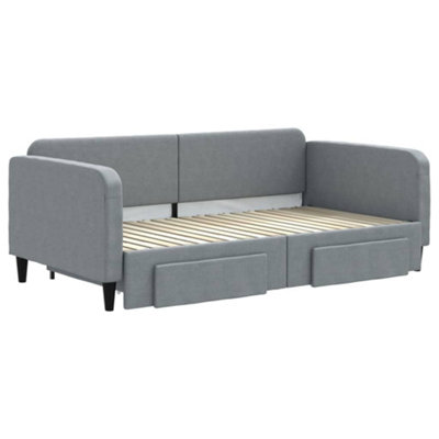 Berkfield Daybed with Trundle and Drawers Light Grey 90x190 cm Fabric