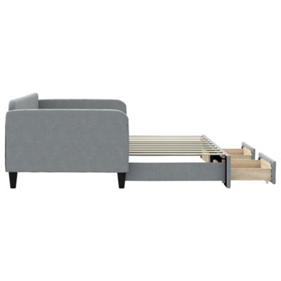 Berkfield Daybed with Trundle and Drawers Light Grey 90x190 cm Fabric