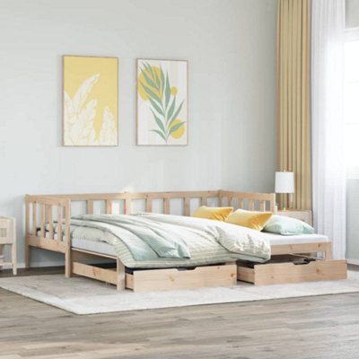 Berkfield Daybed with Trundle and Drawers without Mattress 90x200 cm