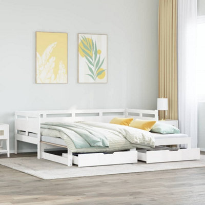Berkfield Daybed with Trundle and Drawers without Mattress White 80x200 cm