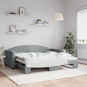 Berkfield Daybed with Trundle Light Grey 90x190 cm Fabric