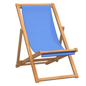 Berkfield Deck Chair Teak 56x105x96 cm Blue