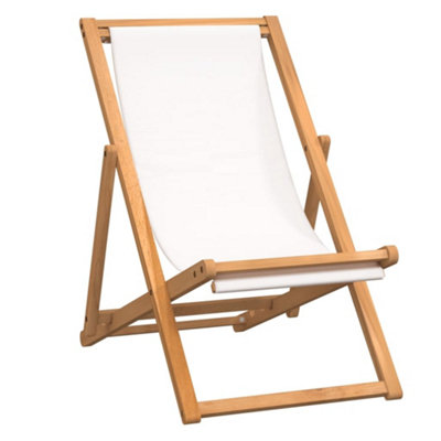 Berkfield Deck Chair Teak 56x105x96 cm Cream