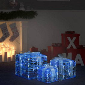Berkfield Decorative Acrylic Christmas Gift Boxes 3 pcs Cold White