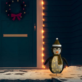 Berkfield Decorative Christmas Snow Penguin Figure LED Luxury Fabric 60cm