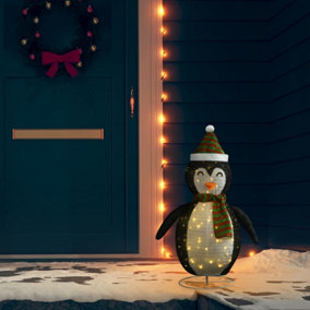 Berkfield Decorative Christmas Snow Penguin Figure LED Luxury Fabric 90cm