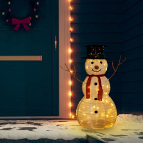 Berkfield Decorative Christmas Snowman Figure with LED Luxury Fabric 90cm