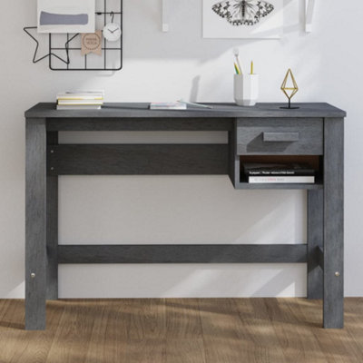 Dark grey deals desk with drawers