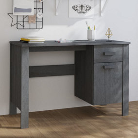Berkfield Desk Dark Grey 113x50x75 cm Solid Wood Pine