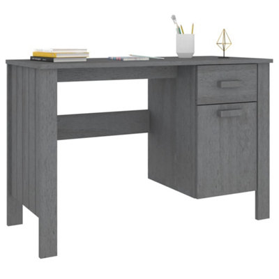 Berkfield Desk Dark Grey 113x50x75 cm Solid Wood Pine