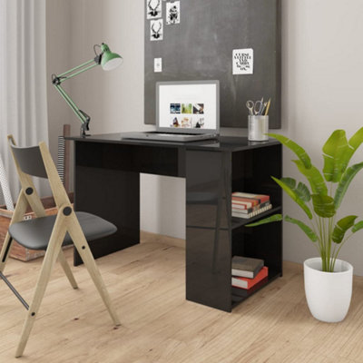 Berkfield Desk High Gloss Black 110x60x73 cm Engineered Wood DIY
