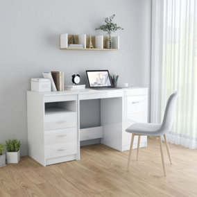 Berkfield Desk High Gloss White 140x50x76 cm Engineered Wood