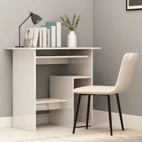 Berkfield Desk High Gloss White 80x45x74 cm Engineered Wood