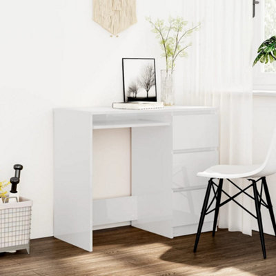 Berkfield Desk High Gloss White 90x45x76 cm Engineered Wood | DIY at B&Q