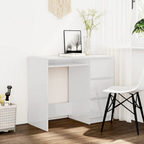 Berkfield Desk High Gloss White 90x45x76 cm Engineered Wood