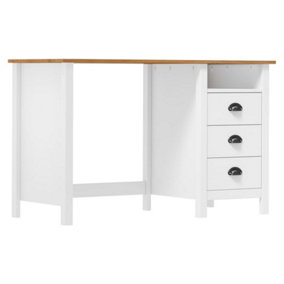Berkfield Desk Hill Range with 3 Drawers 120x50x74 cm Solid Pine Wood