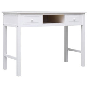 Berkfield Desk White 108x45x76 cm Solid Wood Paulownia