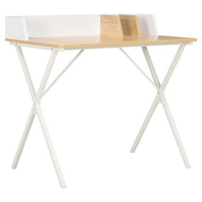 Berkfield Desk White and Natural 80x50x84 cm