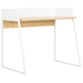 Berkfield Desk White and Oak 90x60x88 cm