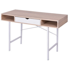 Berkfield Desk with 1 Drawer Oak and White