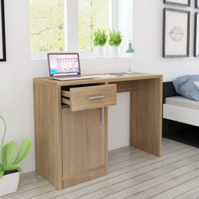 Berkfield Desk with Drawer and Cabinet Oak 100x40x73 cm