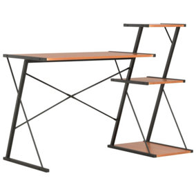Berkfield Desk with Shelf Black and Brown 116x50x93 cm