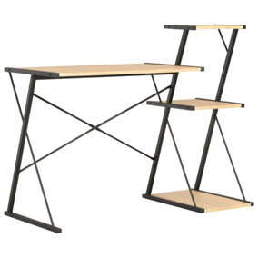 Berkfield Desk with Shelf Black and Oak 116x50x93 cm