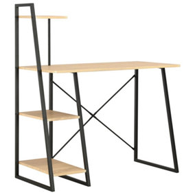 Berkfield Desk with Shelving Unit Black and Oak 102x50x117 cm