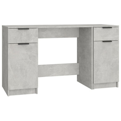 Berkfield Desk with Side Cabinet Concrete Grey Engineered Wood