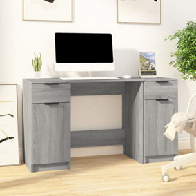 Berkfield Desk with Side Cabinet Grey Sonoma Engineered Wood