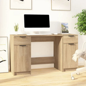 Berkfield Desk with Side Cabinet Sonoma Oak Engineered Wood