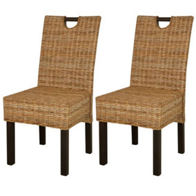 Berkfield Dining Chair 2 pcs Kubu Rattan Mango Wood