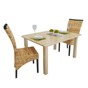 Berkfield Dining Chairs 2 pcs Abaca and Solid Mango Wood