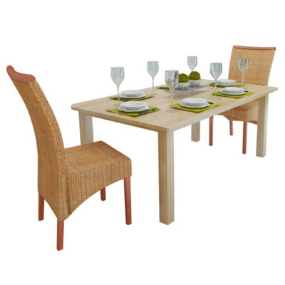 Berkfield Dining Chairs 2 pcs Brown Natural Rattan