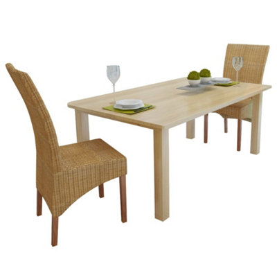 Berkfield Dining Chairs 2 pcs Brown Natural Rattan