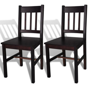 Berkfield Dining Chairs 2 pcs Dark Brown Pinewood