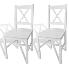 Berkfield Dining Chairs 2 pcs White Pinewood