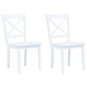 Berkfield Dining Chairs 2 pcs White Solid Rubber Wood