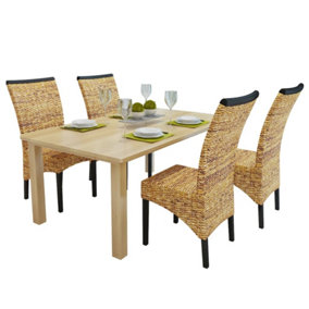 Berkfield Dining Chairs 4 pcs Abaca and Solid Mango Wood