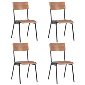 Berkfield Dining Chairs 4 pcs Brown Solid Plywood Steel