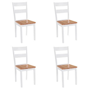 Berkfield Dining Chairs 4 pcs White Solid Rubber Wood