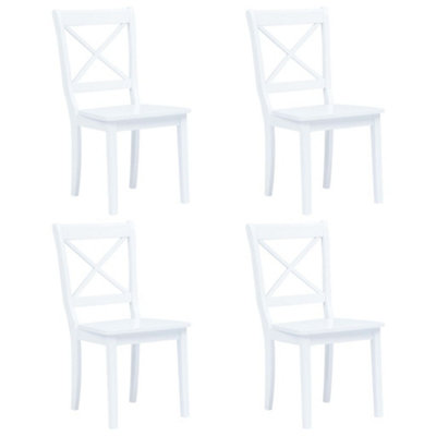 Berkfield Dining Chairs 4 pcs White Solid Rubber Wood