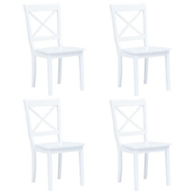 Berkfield Dining Chairs 4 pcs White Solid Rubber Wood