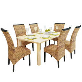 Berkfield Dining Chairs 6 pcs Abaca and Solid Mango Wood