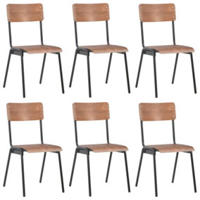 Berkfield Dining Chairs 6 pcs Brown Plywood