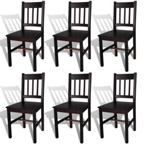 Berkfield Dining Chairs 6 pcs Dark Brown Pinewood
