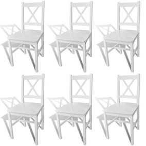 Berkfield Dining Chairs 6 pcs White Pinewood