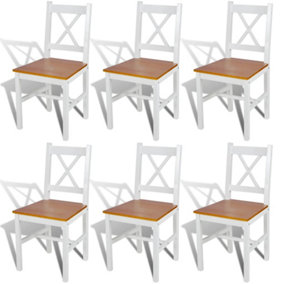 Berkfield Dining Chairs 6 pcs White Pinewood